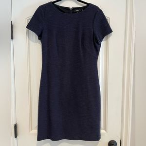 Theory navy blue tweed short sleeve sheath dress Size 12